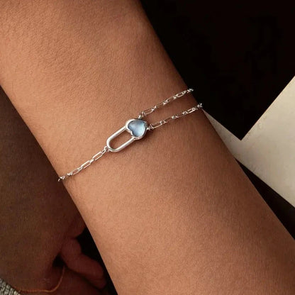 Bracciale con Pietra Acquamarina in Argento 925