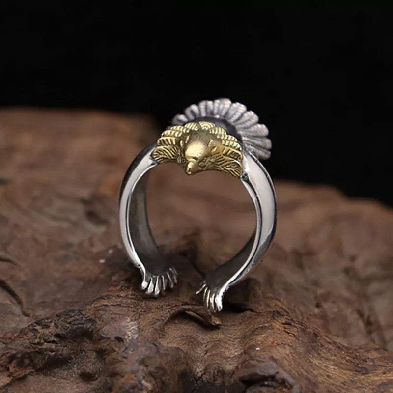 Sterling Silver Eagle Head Ring for Mens - VVV Jewelry