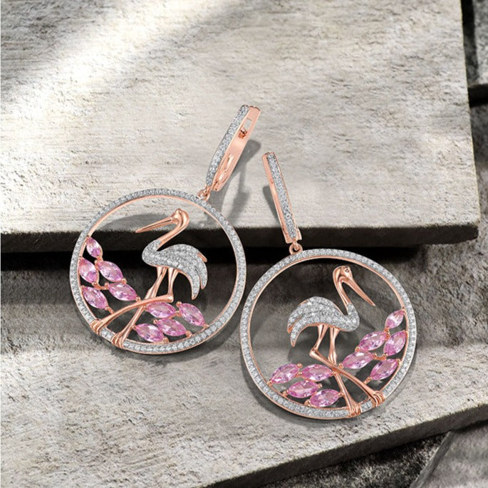 Gold hot sale flamingo earrings