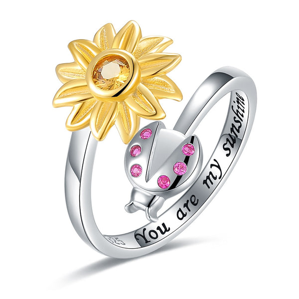 Anello Girasole in Argento 925 e Zircone